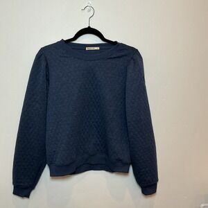 Marine Layer Quilted Crew Neck Sweatshirt Blue Super‎ Group Embroidered Size M